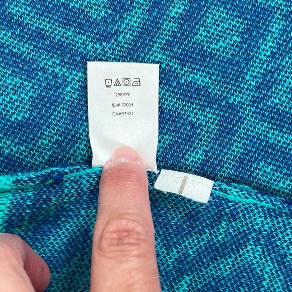 Ann Taylor Loft  Short Sleeve Sweater Geometric Diamond Print Aqua Blue Size XS - Picture 10 of 14